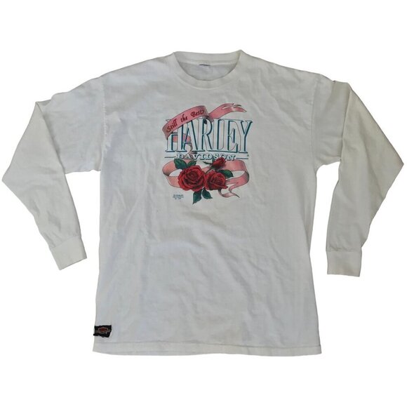 Vtg 1991 3D Emblem Harley Davidson T-Shirt XL Rose Still The Best Valentines 90s - Picture 1 of 10